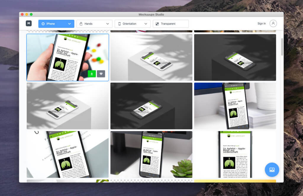 Bei beiden Services kann man bereits in der Vorschau sehen, wie die Mockups mit hochgeladenen Screenshot aussehen.
