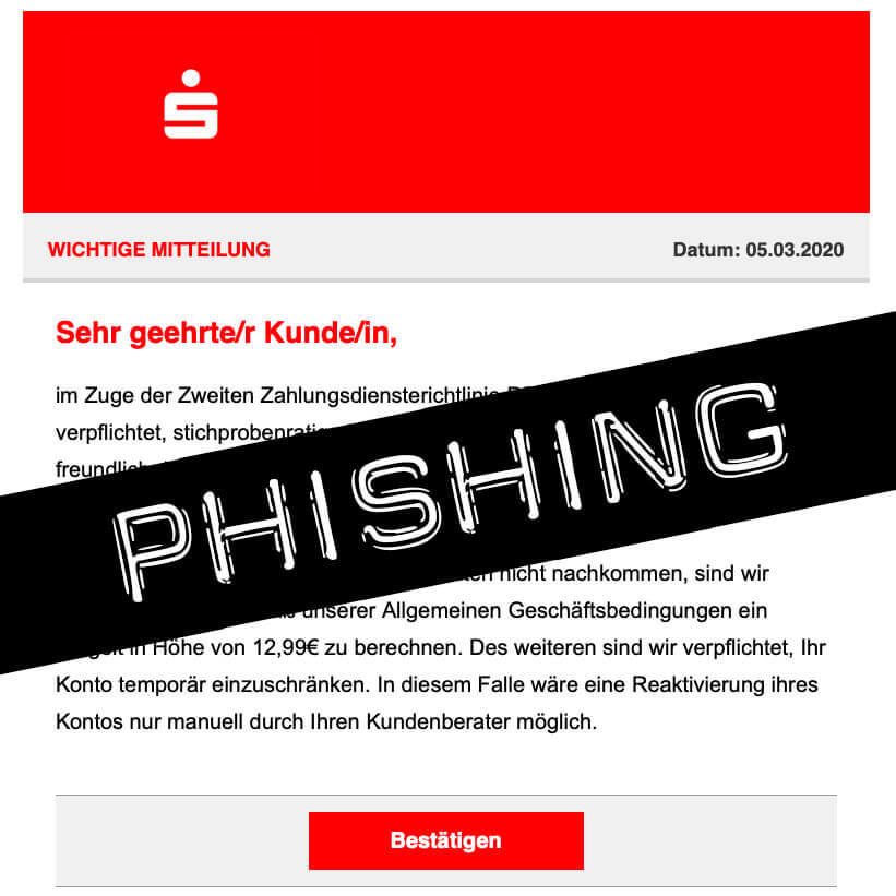 Vorsicht: Phishing Mail von Sparkasse