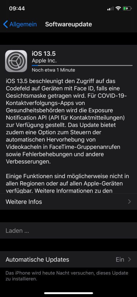 Ist das Update gelöscht, dann könnt ihr es neu herunterladen. Hier am Beispiel von iOS 13.5 gezeigt.