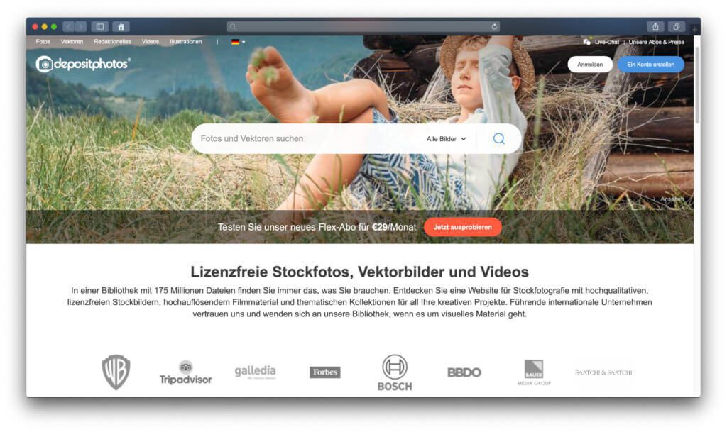Depositphotos ist eine günstige Alternative zu iStock, Adobe Stock und Co. – Bilder und Stockfotos bekommt ihr hier teils schon ab 50 Cent in großer Auflösung.