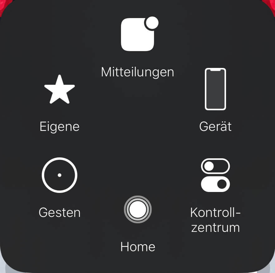 Tippt ihr einmal kurz auf den virtuellen Homebutton, bekommt ihr diese Auswahl zur weiteren Navigation – hier am iPhone X mit iOS 13.5.1.