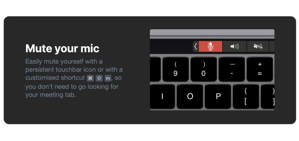 Eine Tastenkombination und eine Anzeige auf der Touch Bar des Apple MacBook Pro sorgen dafür, dass das Mikrofon schnell und einfach stummgeschaltet werden kann.
