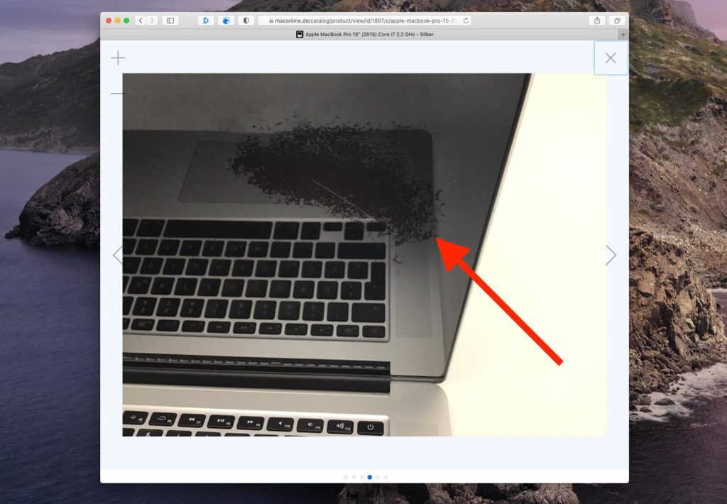 "Deutliche Retina-Ablösung" war die Beschreibung bei diesem MacBook Pro. Die Schicht am Display löst sich auf, was ein bekanntes Problem bei älteren Modellen ist. Wer auf Schnäppchensuche ist, kann sich solch ein MBP jedoch kaufen und die Schicht leicht komplett entfernen. Wie das geht, ist hier beschrieben.