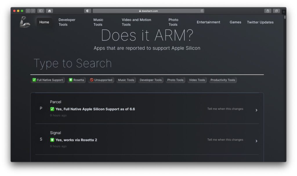 Does it ARM? Welche Programme und Software-Versionen können mit dem ARM-Chip in den "Apple Silicon"-Macs genutzt werden? Auch diese Seite gibt Auskunft über die App-Kompatibilität.