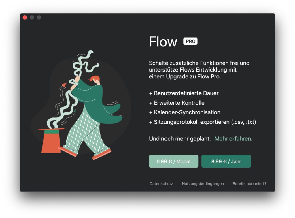 Flow PRO bringt weitere Funktionen, die für die Erstellung und Auswertung von Produktivitätsstatisten wichtig sein können.