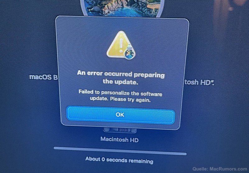 Das Wiederherstellen des Apple Mac mit M1-Chip führt zu einem Fehler, der den Computer unbrauchbar macht. Eine Lösung für Mac mini, MacBook Pro und MacBook Air gibt es auf Umwegen. Hier findet ihr alle Infos auf Deutsch. Bildquelle: MacRumors.com