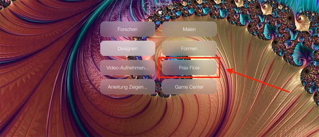 In Frax HD wählt man die Option "Frax Flow", um eine sich ständig änderte Darstellung von Fraktalen zu erhalten.