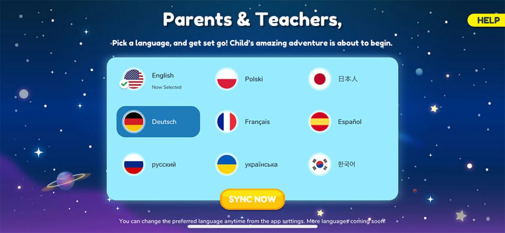 Die Orboot-App ist in 9 verschiedenen Sprachen verfügbar – da müsste auch für zweisprachig aufwachsende Kinder etwas passendes dabei sein.