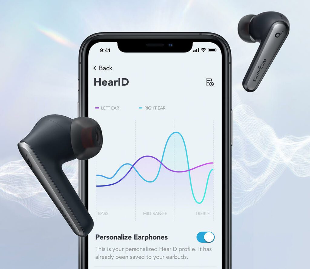 Über das Feature HearID 2 kann man die Frequenzwiedergabe der Kopfhörer individuell auf das eigene Gehör anpassen.