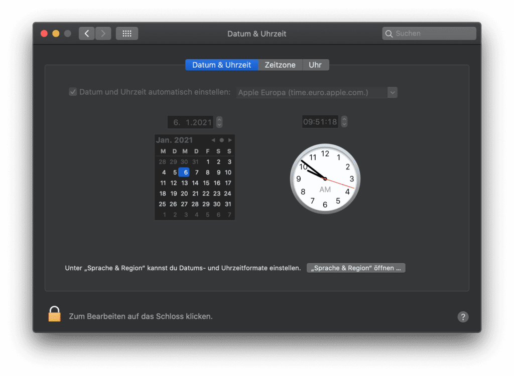 Datum und Uhrzeit am Mac einstellen geht eigentlich ganz einfach – über die Systemeinstellungen und automatisch via Serverabfrage.