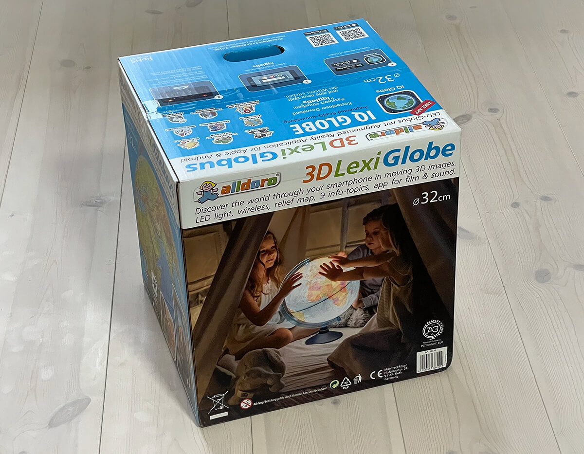 alldoro 3D Lexi Globus Ø 32 cm con smartphone IQ Globe App, globo luminoso  con lampada a LED senza cavo, mappamondo per bambini a partire dai 3 anni
