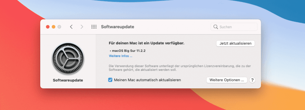 Das macOS 11.2.2 Update wird euch in den Systemeinstellungen unter "Softwareupdate" angezeigt. 