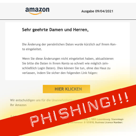Amazon Sicherheitsalarm Phishing