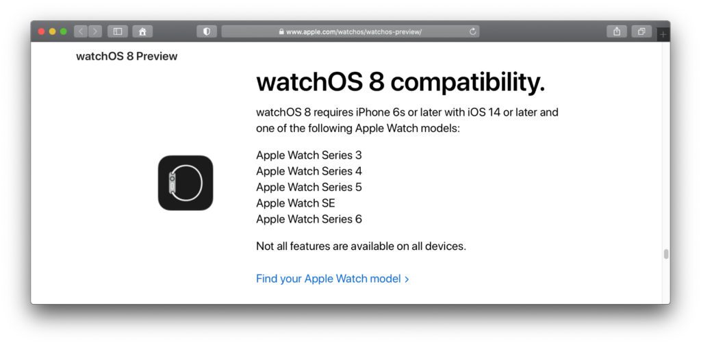 Infos aus der offiziellen watchOS 8 Preview von Apple (Link s. u.). Mit watchOS 8 sind die gleichen Watch Series' nutzbar wie mit watchOS 7. 2021