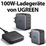 Drei UGREEN USB-C-Ladegeräte mit 100 Watt Leistung