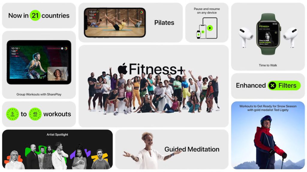 Das stetig wachsende Angebot von Apple Fitness+, was aktuell um Pilates, geführte Meditation, Ski- und Snowboard-Training, sowie Audio-Angebote fürs Spazieren erweitert wird, kommt nebst anderen Ländern auch nach Deutschland, nach Österreich und in die Schweiz.