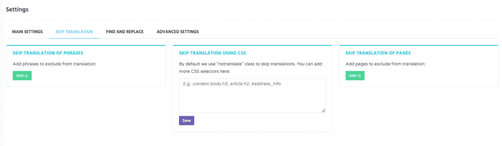 Über CSS-Klassen, URL-Teile und ähnliches lassen sich auch Seiten oder Seitenelemente von der automatischen Übersetzung ausschließen.