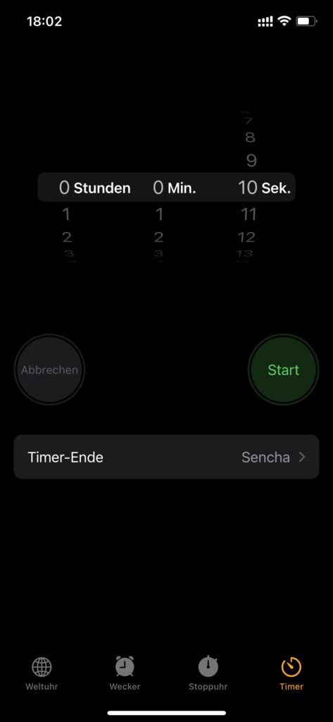 Die Uhr App bietet einen Timer, der sich als Countdown eignet.
