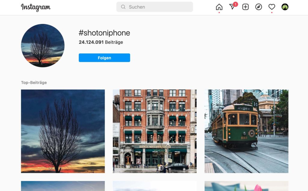 Mit dem Hashtag #shotoniphone sollen Fotos getaggt werden, welche mit einem Apple iPhione gemacht wurden – ob das der Fall ist, kann man aber nicht prüfen.
