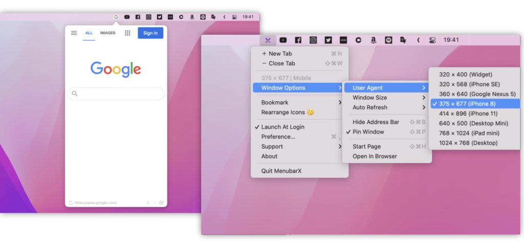Mit MenubarX könnt ihr Webseiten von der Mac-Menüleiste aus aufrufen. Dabei könnt ihr mehrere Seiten ablegen, deren Anzeige individuell in Form und Auflösung anpassen und auch den Refresh der Seiten (z. B. für Social Media oder Aktienkurse) individuell einstellen. Die MenubarX App funktioniert ab macOS 10.14 Mojave.