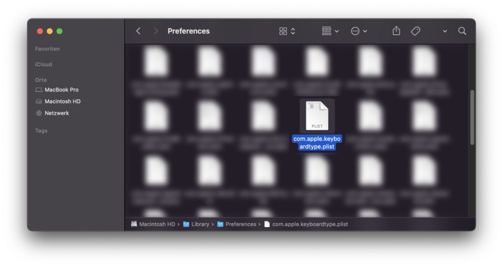 Löscht im Ordner /Library/Preferences/ die Datei com.apple.keyboardtype.plist, damit nach einem Neustart die externe Tastatur am Mac, iMac oder MacBook neu identifiziert wird.