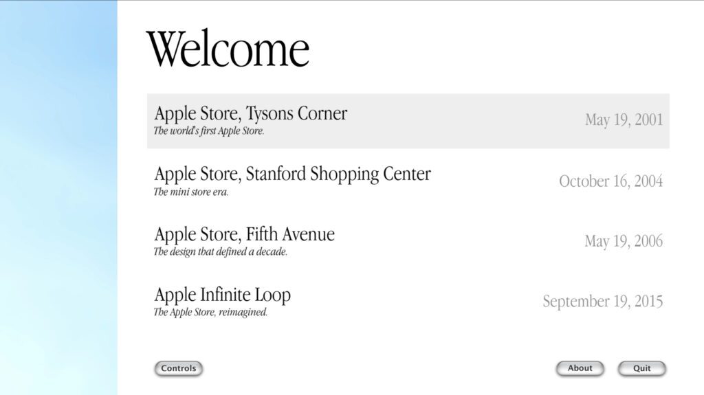 Das Menü mit der Auswahl der vier Läden weist euch in einem eher klassischen OS X Stil den Weg.