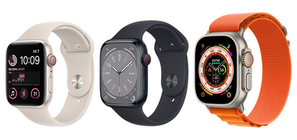 Vergleich der Apple Watch SE, Apple Watch Series 8 und Apple Watch Ultra. Welche Smartwatch eignet sich am besten für den Alltag und welche für den Tauch- oder Extremsport? Welche ist etwas für Sparsame sowie für Kids? Hier findet ihr die Antworten.