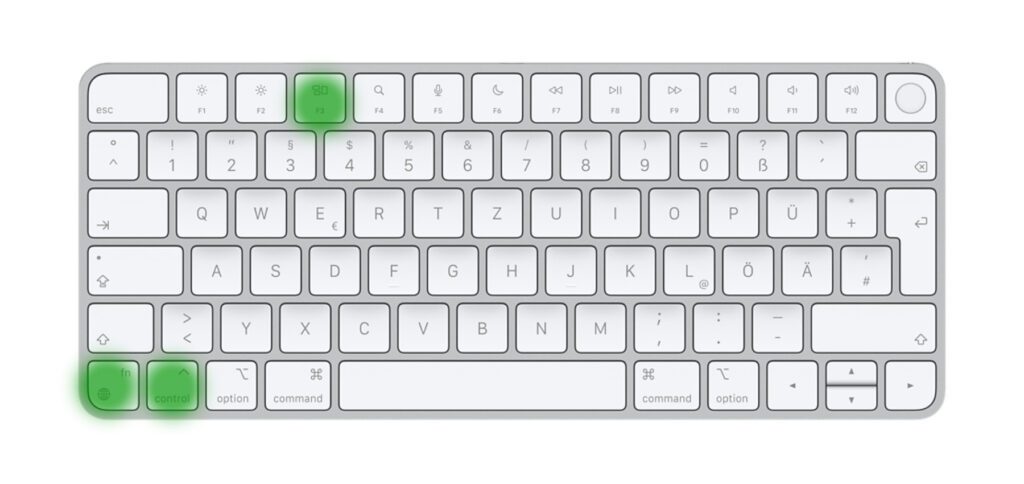 Wollt ihr am Mac, iMac oder MacBook mit der Tastatur im Dock navigieren, klappt das über die Tastenkombination control + F3 bzw. control + fn +F3.