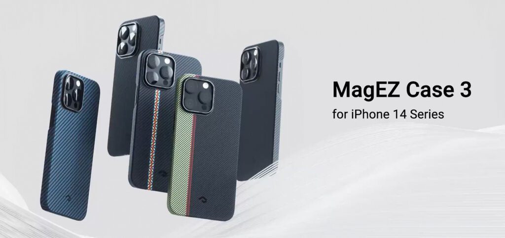 Die regulären Pitaka MagEZ 3 Schutzhüllen ohne Fusion Weaving kommen in schwarz / grau daher. Jene mit bunten Fasern gibt es im Modell Rhapsodie und Ouvertüre. So findet ihr die richtige Smartphone-Hülle für iPhone 14 (Plus) und iPhone 14 Pro (Max) von Apple.