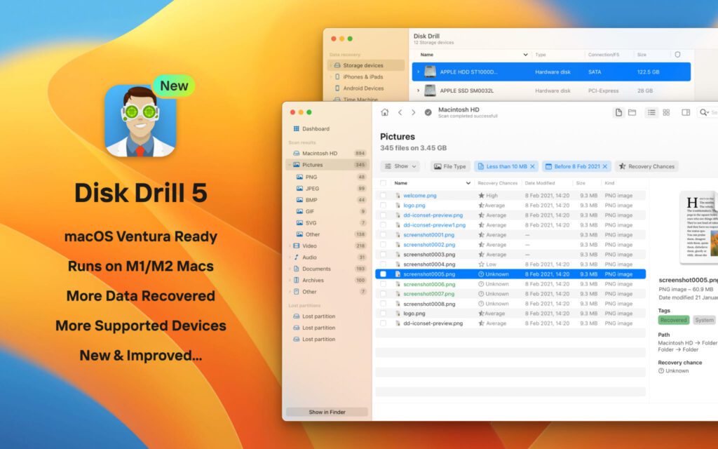 Disk Drill 5 bietet neue Funktionen und einen tieferen Scan für die Datenrettung und Dateiwiederherstellung am Mac unter macOS sowie am PC unter Windows. Egal ob Festplatte. VHD, RAID-System, iPhone, iPad oder USB-Stick – die neue Version findet 30% mehr Rückstände. Bildquelle: cleverfiles.com