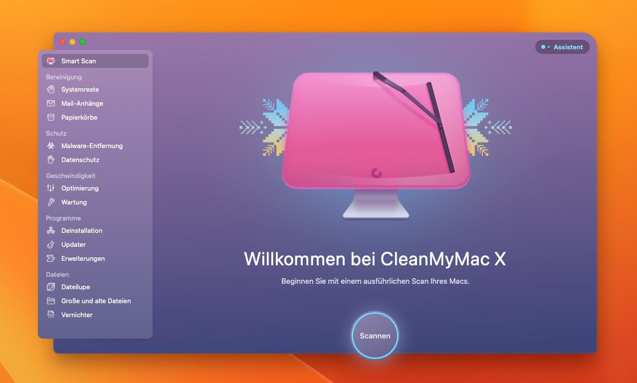 Das Interface von CleanMyMac X ist sehr einfach gehalten und dürfte auch für absolute Mac-Einsteiger kein Problem darstellen.