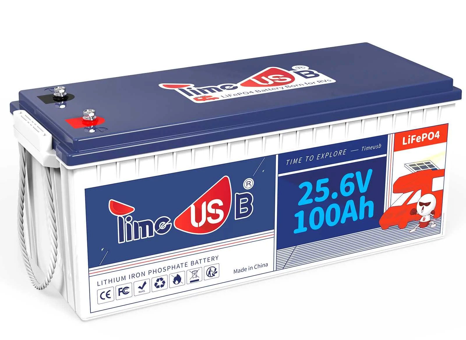LiTime Bateria Litio 12V 100Ah, Hasta 15000 Ciclos y 10 Años de Vida,  Batería Lifepo4 con