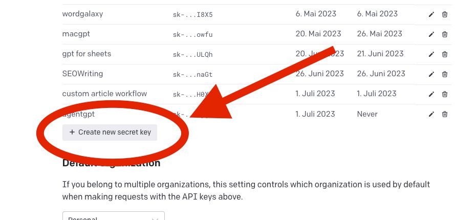 Im Bereich der API-Key-Verwaltung kann man ein neues "Secret" anlegen und erhält damit einen neuen API-Key.