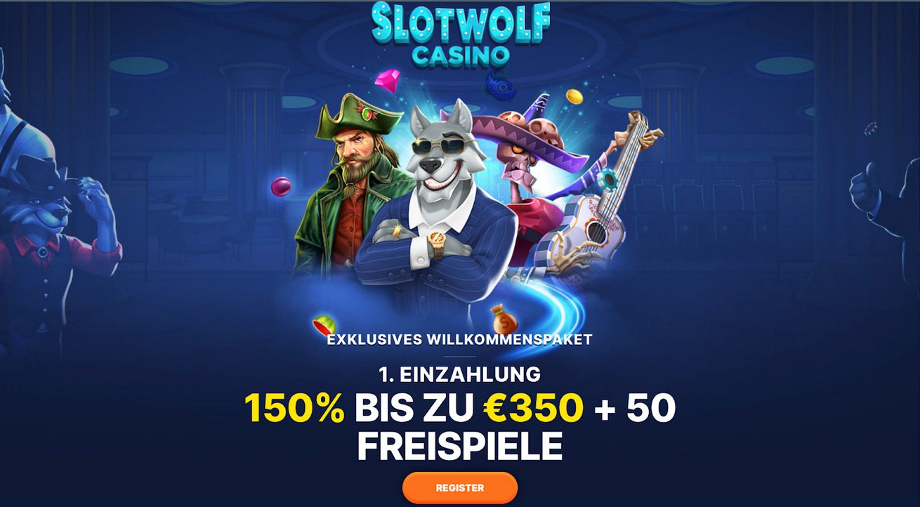Screenshot der Hauptseite des Skrill Online Casinos SlotWolf 