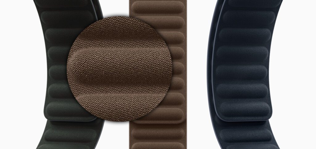 Apples FineWoven aus Mikrotwill-Stoff kommt auch in Armbändern für die Apple Watch zum Einsatz. Man kann es sich wie feineres, weicheres Denim vorstellen.