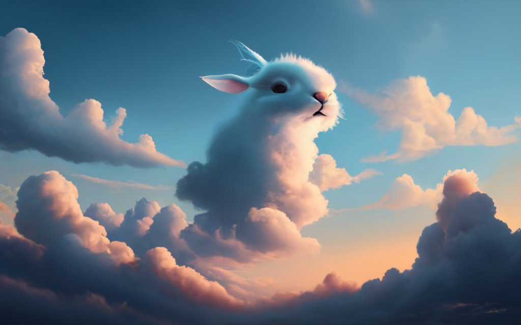 Eine Wolke in Form von einem Kaninchen – sehr schön von Ideogram gemacht.