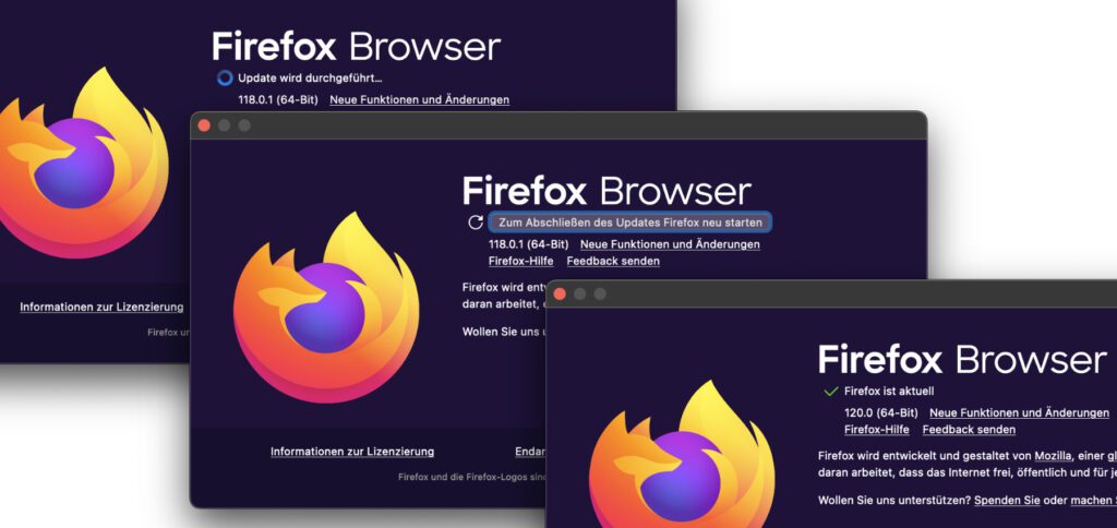 Firefox bietet ein eigenes Fenster für die Aktualisierung an. Auch hier solltet ihr nicht auf Webseiten-Einblendungen hereinfallen. Bilder: Sir Apfelot