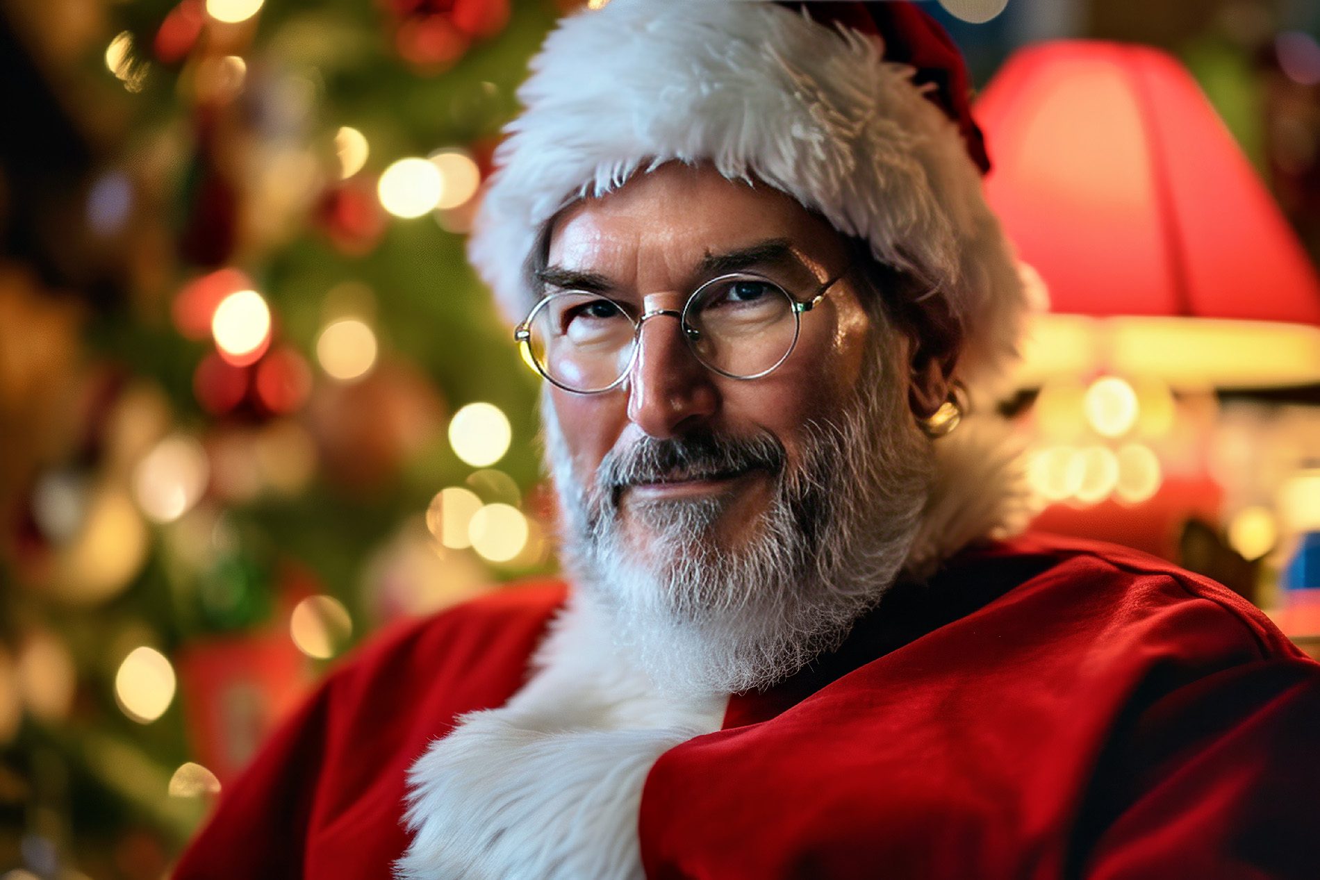 Der gute. alte Steve Jobs als Santa Claus verkleidet.