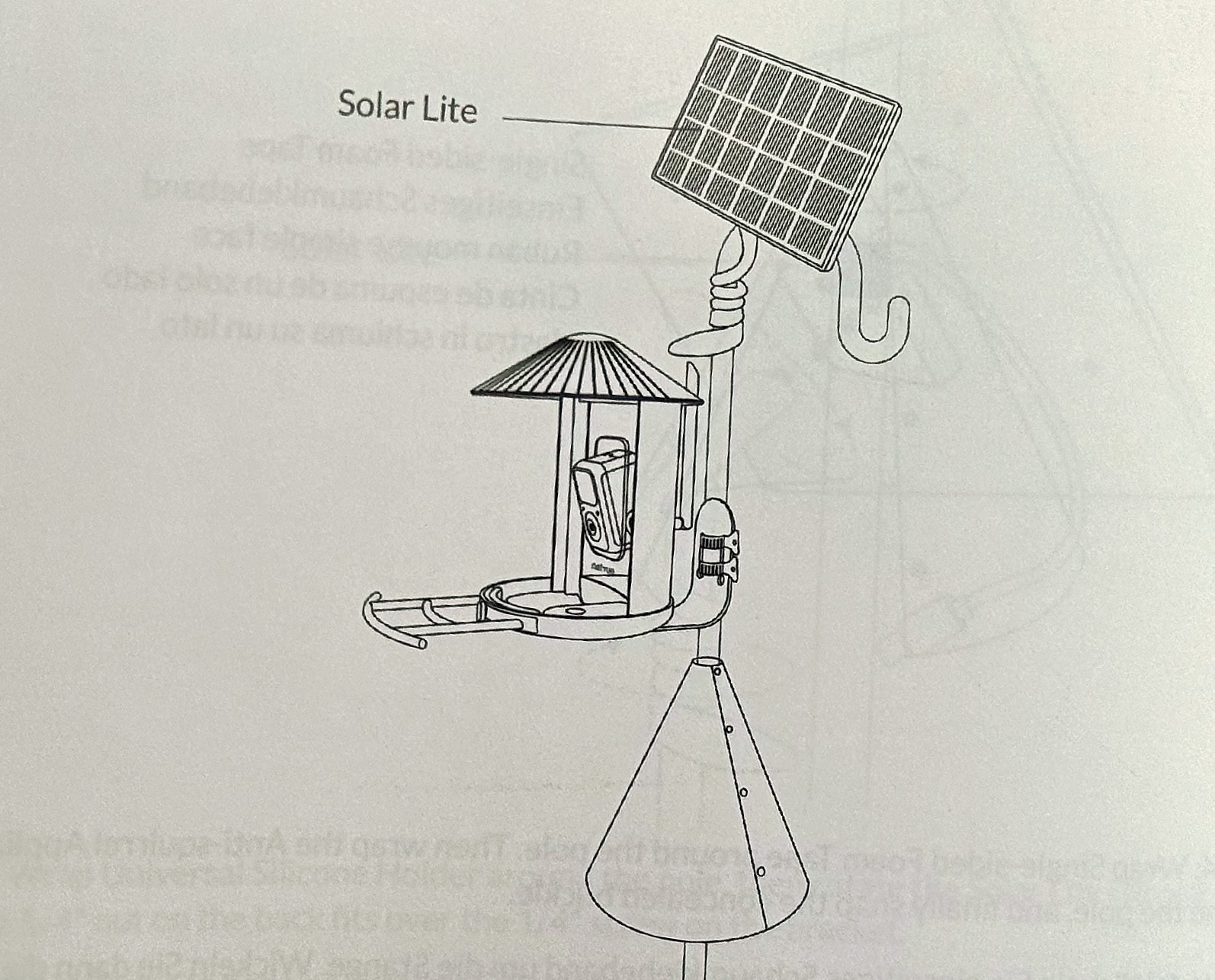 Bei dieser Zeichnung sieht man eigentlich recht gut, wo die ganzen Einzelteile aus dem Lieferumfang eingesetzt werden können – auch der Biegestab ist hier mit dem Solarmodul im Einsatz.