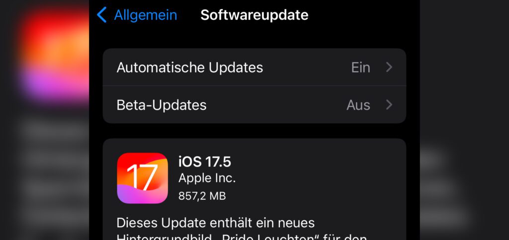 Das Update auf iOS 17.5 findet ihr auf eurem Apple iPhone unter Einstellungen -> Allgemein -> Softwareupdate.